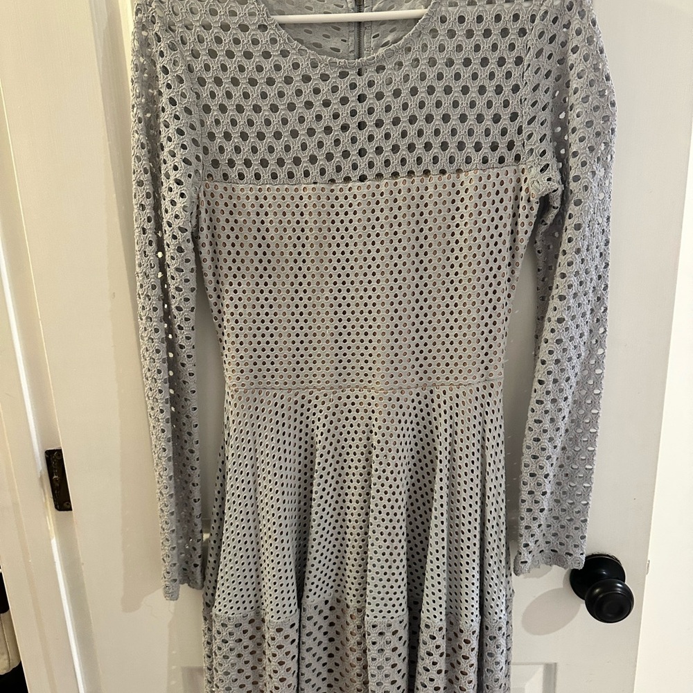 BCBG Light Blue Long Sleeve Mesh Dress